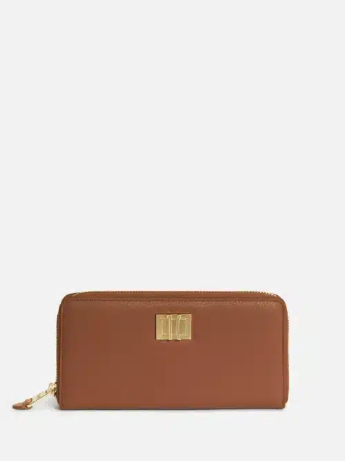 Vera portafoglio zip around in pelle granata Castagna