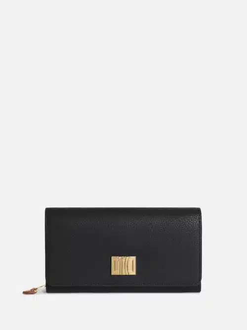 Vera portafoglio con chiusura a battente in pelle granata Nero