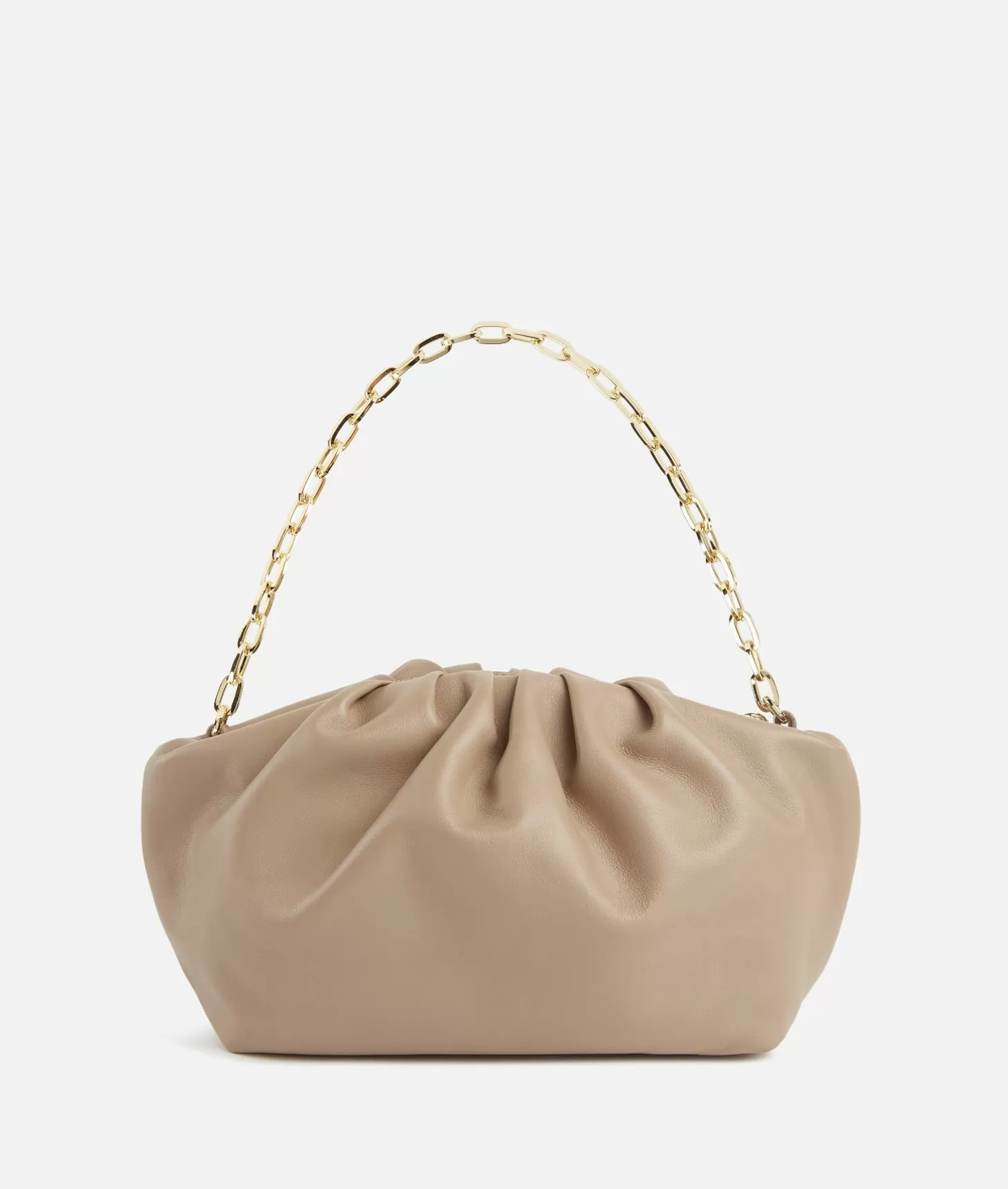 Immersive Leather tracolla morbida con catena Taupe Chiaro - immagine 2