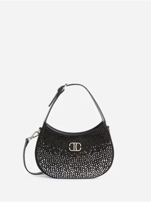 Moonlight Bag sottospalla a mezzaluna con strass Nera